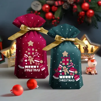 10Pcs Santa Vianočné Party Tašky Candy Balenie Plastové Ostrý Šnúrkou Taška Veselé Vianočné Dekorácie, Darčekové Tašky 4