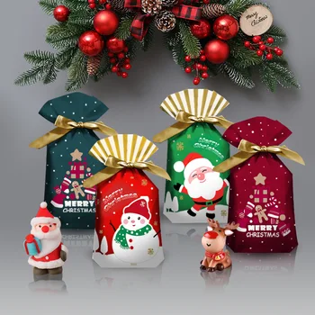 10Pcs Santa Vianočné Party Tašky Candy Balenie Plastové Ostrý Šnúrkou Taška Veselé Vianočné Dekorácie, Darčekové Tašky 5