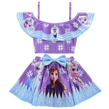 Disney bábiky obrázok mrazené Elsa Anna dievčenské plavky Bikiny Deti plavky dievčatá vaňa pláž, Bikiny Nastaviť číselné údaje Strana narodeniny