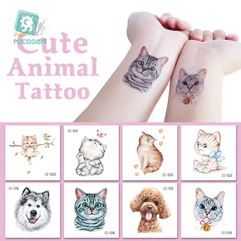 Rocooart Cartoon Zvieratá, Deti, Dočasné Tetovanie Nálepky Malé Nepremokavé Módne Falošné Body Art Tetovanie Roztomilý Pes, Mačka Taty