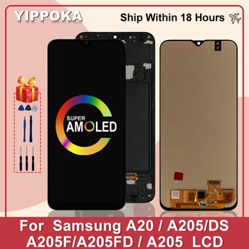 Super AMOLED Pre Samsung A20 LCD Displej A205 SM-A205F Obrazovky Pre Samsung Galaxy A20 A205 A205F displej Náhradné Diely