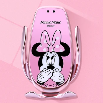Disney Mickey Minnie Automatické Upínacie Bezdrôtovú Nabíjačku Auto Držiaka Telefónu Smart Senzor Air Vent Mount Mobilného Telefónu Držte Stojan