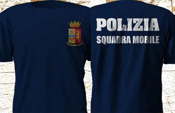 Polizia Di Stato Italia Taliansko Squadra Mobilné Policajné Oddelenie 2019 Značku Oblečenia Mužov Vytlačené Módny Dizajn Svalov Tričko 0
