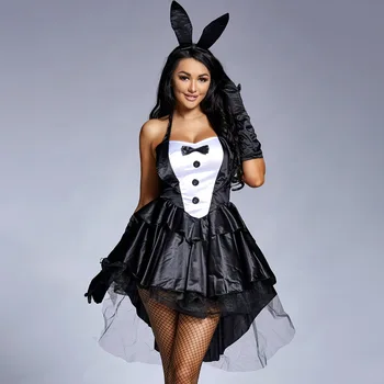 Umorden Žien 3 Ks Sexy Kostým Bunny Dievča Smoking Chvosty Halloween Klubu Strany Efektné Šaty Plus Veľkosť Ružová 3