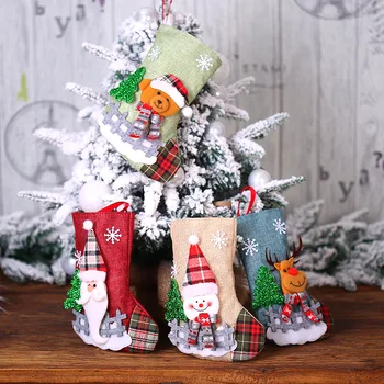 Vianočná Pančucha Ornament Santa Claus Ponožka Darček Candy Bag Vianočné Dekorácie pre Domov Noel 2022 Nový Rok Darček Navidad