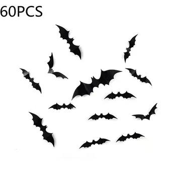 60PCS Halloween Strašidelné Horor 3D Netopierov Auto Okno Dekor Goth Upír Netopierov Dekorácie Domov Stenu Odtlačkový Realistické Bat Nálepky