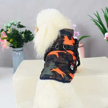 Pet Oblečenie pre Psa Kamufláž Bunda S Postrojom Jeseň Zima Nové Chihuahua Zips, Bavlna-čalúnená Teplá Vesta Vonkajšie Oblečenie pre psy