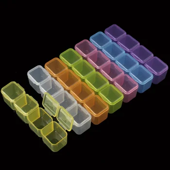 28 Sloty Plastové Prázdne Skladovanie Prípade Boxy Manikúra Nástroje Transparentný Lesk Crystal Kamienkami Dispaly Kontajner Organizátor