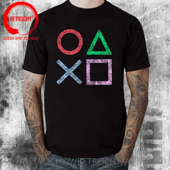 Vintage PS Logo T shirt pre mužov Hru Xbox Playstation T-shirt Mužov Streetwear Herné Tee tričko PS1 PS2, PS3 PS4 PS5 Hráč Tričko 0