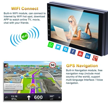 7 palcový Kapacitný Displej pre Android 10 1G+16 G Auto, WiFi, FM Rádio, Bluetooth-kompatibilné Auto Multimediálne Zvukové GPS Navigácie Playe 3
