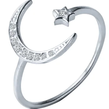Hot Predaj Kúzlo Crystal Moon Star Otvoriť Prstene pre Ženy Nastaviteľné Prst Krúžky Valentína Darček Šperky 2020