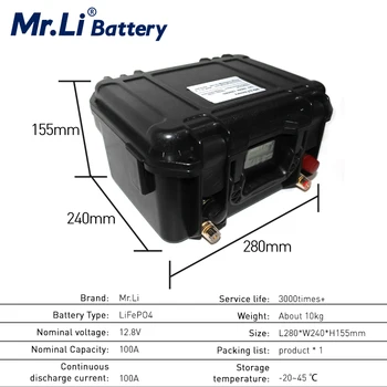 Lifepo4 12V 100Ah Nabíjateľná Batéria S vstavaným-in BMS Pre Solárny Systém Loď Napájanie EV RV Chladnička