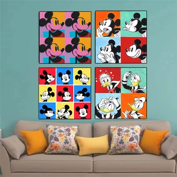 Disney Mickey Mouse, káčer Donald Cartoon Plátne Obrazy Plagát Vytlačí Wall Art Obrázok pre Obývacia Izba Cuadros Domáce Dekorácie 0