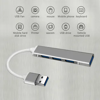 High-speed USB 3.0 HUB Rozbočovač USB Rozbočovač USB3.0 Typ-C Hub Adaptér pre Multi-port, Kábel 4 Port Splitter pre Prenosný Počítač 5 gb / S