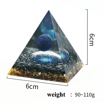 AURA REIKI Orgonite Pyramídy Orgon Liečivé Meditácie Prírodné Lapis Lazuli Crystal Energie Pyramídy Remesiel Domáce Dekorácie 6x6CM
