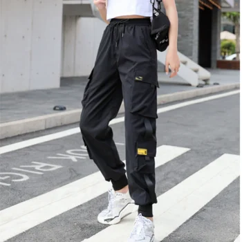 Kórejský Módne Ženy Dámy Cargo Nohavice na Jeseň Oblečenie Nohavice Cyber Y2k 2000s Techwear Oblečenie 2021 Streetwear Dropship 3