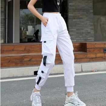 Kórejský Módne Ženy Dámy Cargo Nohavice na Jeseň Oblečenie Nohavice Cyber Y2k 2000s Techwear Oblečenie 2021 Streetwear Dropship 5