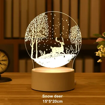 Akrylových 3D LED USB Nabíjateľné Nočné Svetlá Pre Deti Spálňa Stôl Izba Vianočné Dekorácie 2022 Tvorivosti Nový Rok Darčeky 2