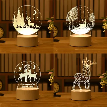 Akrylových 3D LED USB Nabíjateľné Nočné Svetlá Pre Deti Spálňa Stôl Izba Vianočné Dekorácie 2022 Tvorivosti Nový Rok Darčeky 4
