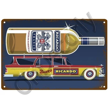 Retro Ricard Kovové Prihlásiť Tin Prihlásiť Whisky Belgicko Pivo Doska Kovové Steny Výzdoba Vintage Dekor Plagát Dosky Muž Jaskyňa Ošumelé Chic