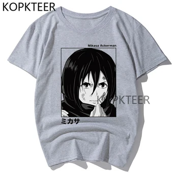 Mikasa Ackermana T Shirt Útok na Titan Grafické Manga Streetwear, T Košele Anime, Komiksu Muži Ženy Módne T-shirts Harajuku Topy 2