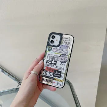 Móda zrkadlo populárne trendy Čiarový Kód etiketa Telefón puzdro pre iPhone 13 12 mini 11 Pro X XS MAX XR 7 8 Plus SE2 Mäkké hranice Pokrytie 0