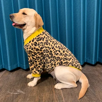 Psa oblečenie T-shirt leopard tlač na jar a na jeseň teplé veľký pes veľkého psa dve nohy plus dole zlatý retriever psie oblečenie