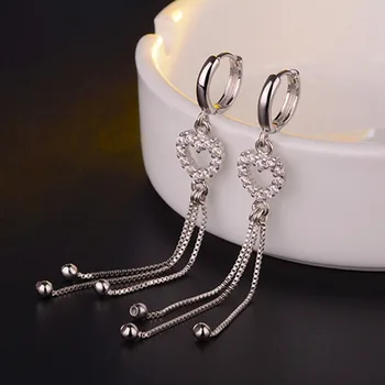 Mewanry 925 Sterling Silver Hoop Náušnice pre Ženy Trend Elegantné Tvorivé Šumivé Zirkón Strapec Nevesta Šperky Narodeninám 0