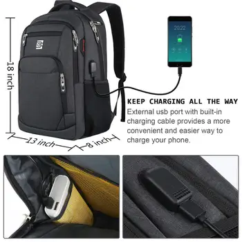 Laptop Backpack,Business Travel Anti Theft Slim Odolné Notebooky Batoh s USB Nabíjací Port,College School Počítač Taška