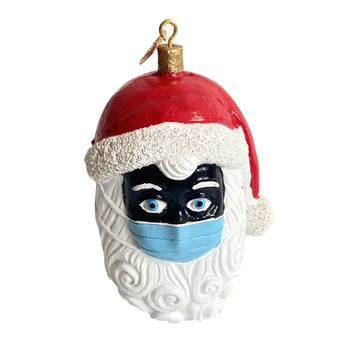 Vianočné Santa Claus S Shield Maska Prívesok Vianočný Strom Kolaudačné Párty Domov Krytý Stolný Krb Domov Izba Party Dekorácie Gif