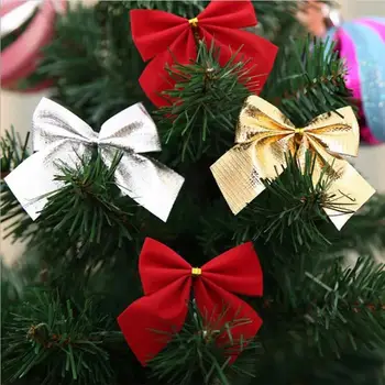 12Pcs Vianočné Ozdoby Realiscti Hľadá netkanej Textílie Motýľ Luk-uzol Stromu Visí Ozdoby na Nový Rok 2021 5
