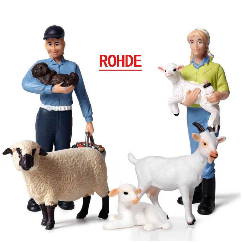 1 Nastavte Detí simulácia statické poľnohospodár model hračka poľnohospodár, roľník žena chovateľ a zvierat rancher plastové bábiky, dekorácie 4