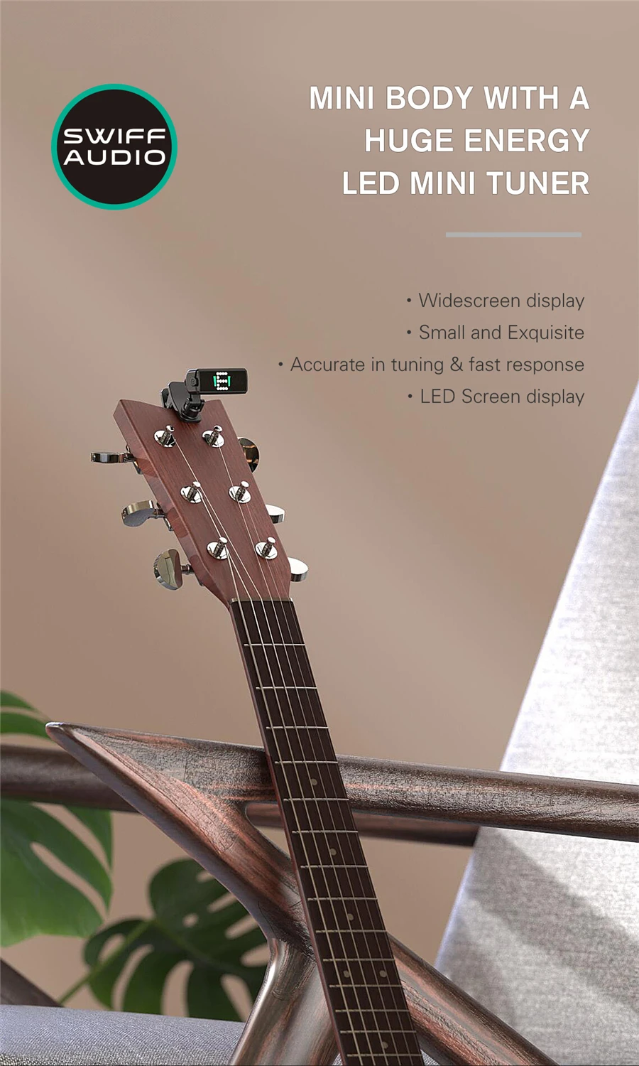 ARÓMA NA-01A Guitar Tuner Otočná Clip-on Tuner LCD Displej pre Chromatické Akustické Gitary, Basy Drumbľa Gitarové Príslušenstvo 4