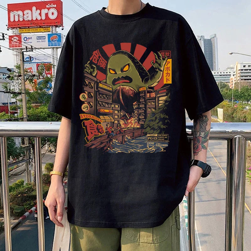 Daruma to Ramen Tlač Mužov Vtipné Tričko Japonský Ramen Boj Kaiju Anime Krátke-sleev Letné Módy Hip-hop Topy Hombre Camisetas 4