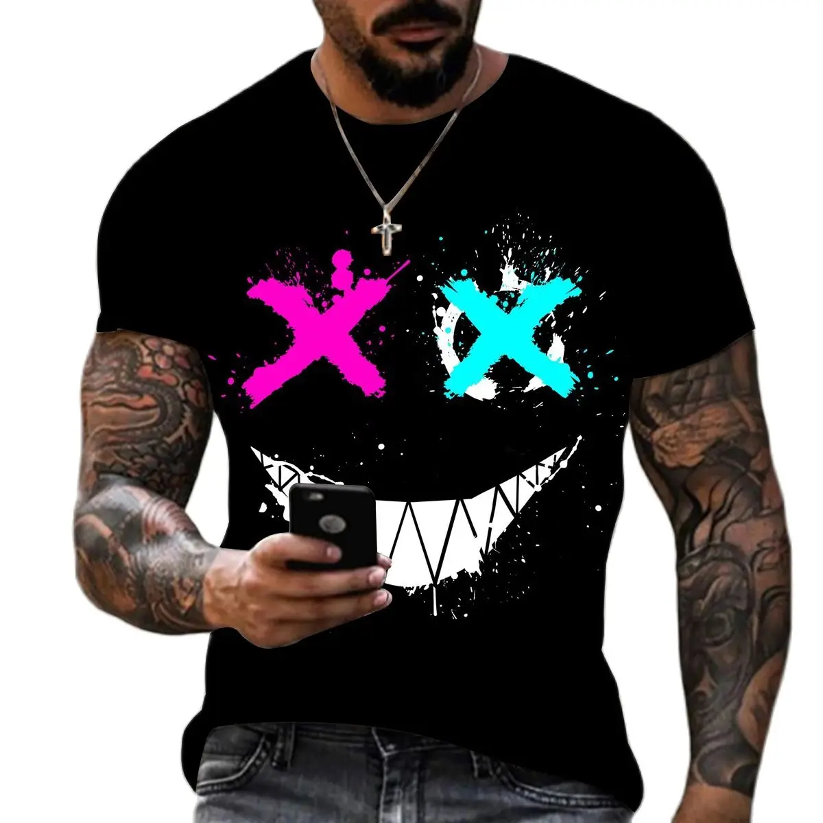 Letný Predaj XOXO tlač Muži t-shirt Módne O-Krku Bežné Krátky Rukáv Ulice, Hip Hop, Unisex Pohodlné Nadrozmerné T-Shirt 4