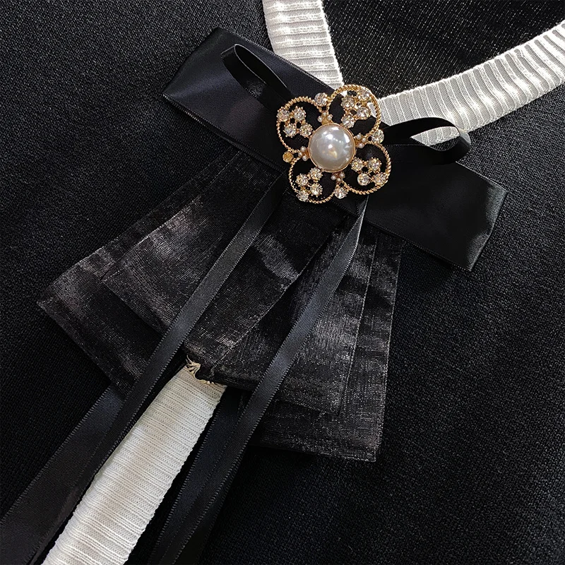 Malé Vôňa Vintage Pletený Sveter Šaty Žien Luk Tlačidlá Mini Šaty Jeseň Zimné Móda Bežné Čierne Rúcho Femme Vestidos 4