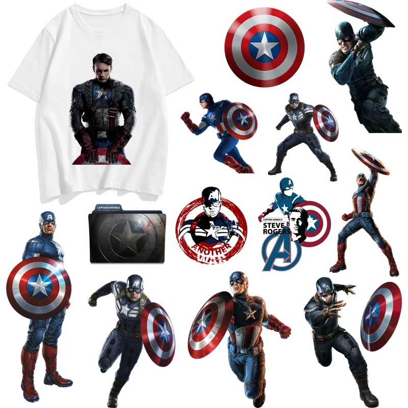 Marvel Avengers Patch Súbor Žehlička na Prenos Roztomilý Kapitán Amerika Záplaty pre Deti Deti Oblečenie T-shirt DIY Tepla Stlačte 4