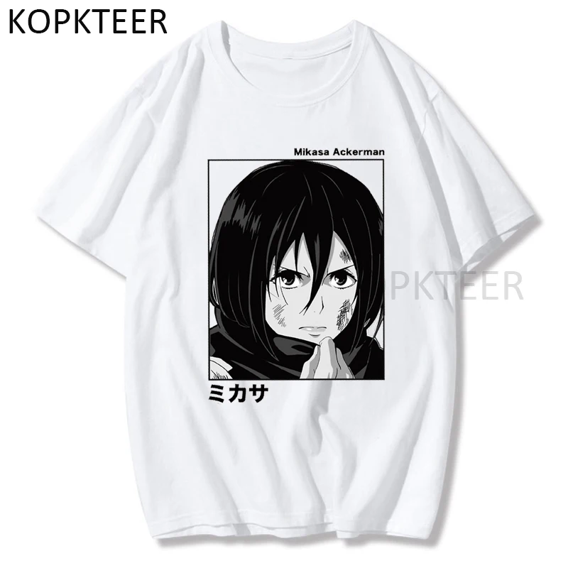 Mikasa Ackermana T Shirt Útok na Titan Grafické Manga Streetwear, T Košele Anime, Komiksu Muži Ženy Módne T-shirts Harajuku Topy 4