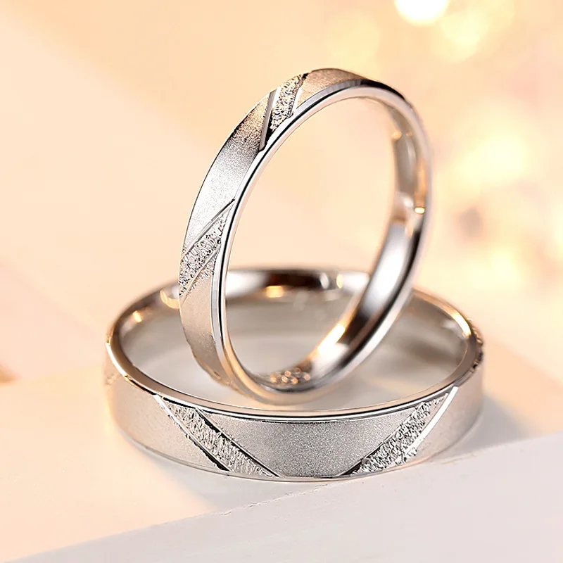 Moderné Snubné Prstene Čistý 925 Sterling Silver Šperky Príslušenstvo Milovníkov Mikro-Peeling, Striebro Pár Prstene pre Ženy / Muži 4