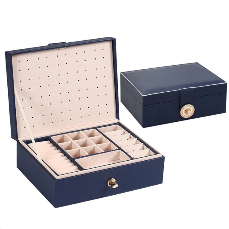 Nový Produkt Šperky Box Kožené Dvojvrstvové Veľkú Kapacitu, Náušnice Skladovanie Prípade Krúžok Šperky Náramok Majiteľa 4