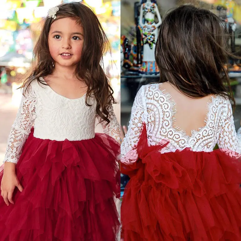 Pudcoco Princezná Dievča Šaty Dieťa Baby Girl Dress Strany Sprievod Formálne Šaty Tylu Tutu Šnúrky Backless Šaty 4