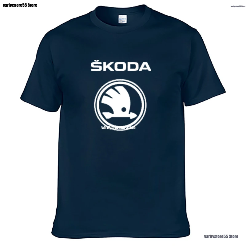 Pánske Krátke Rukáv Škoda Auto Logo T-shirt Lete bežné mužské jednofarebné Bavlnené tričká Módne Hip Hop Harajuku Mužov Oblečenie 4