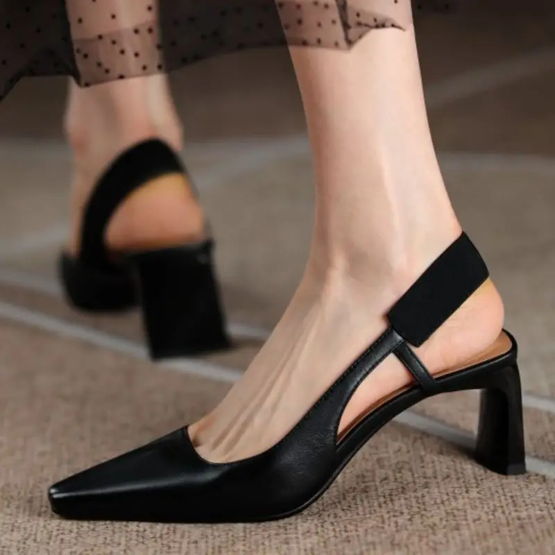 RIZABINA Nové Originálne Kožené Sandále Pre Ženy Topánky Sklzu Na Slingback Hrubé Podpätky Letné Módne Dámy Obuv Veľkosť 34-39 4