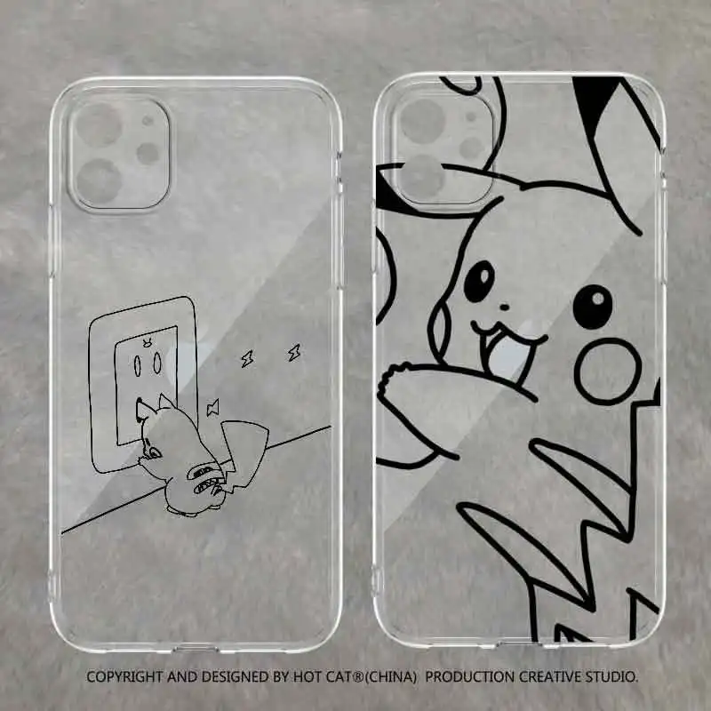 TAKARA TOMY Pokémon Pikachu Transparentné puzdro pre IPhone 13/13Pro/13Promax/13min/XSMAX/11/12Pro/12mini Telefón Pár puzdro 4