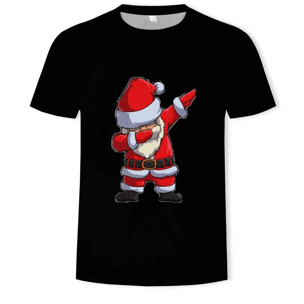 Veselé Vianoce 3D Tlač T-Shirt Santa Claus-Krátke Rukávy T-Shirt Polyester Priedušná Materiálu Príležitostné Voľné 2021 Letné Top 4