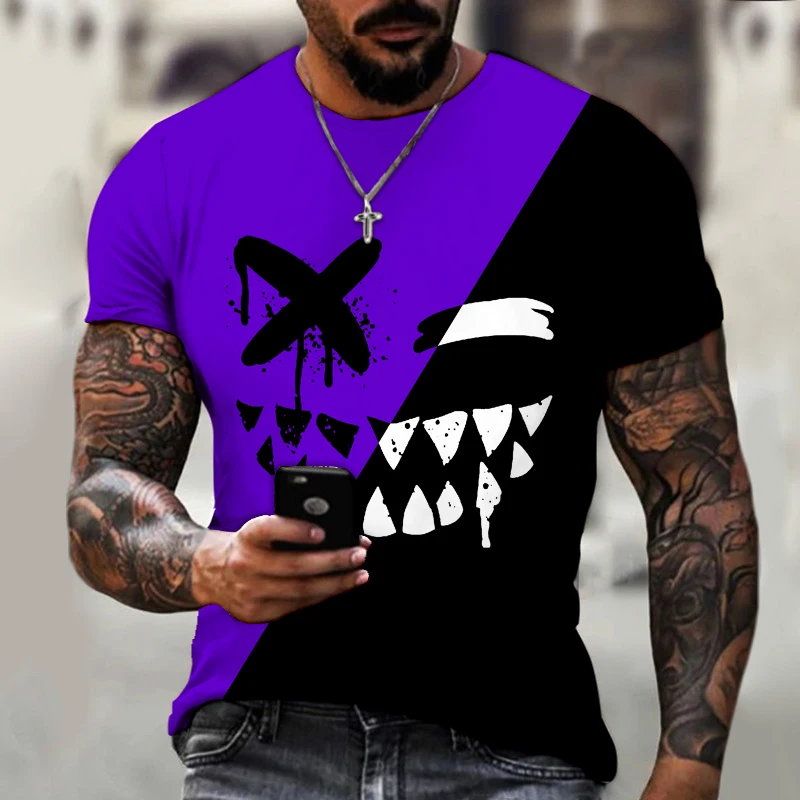XOXO vzor 3d vytlačené t-shirt módne pánske ulici osobnosti príležitostné športové tričko mužských O-krku nadrozmerné t-shirt 4