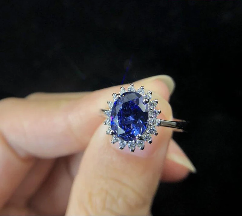 YANHUI Luxusné Modrým Zirkónom Drahokam Krúžok Lab Sapphire Krúžok Striebro 925 Šperky Akvamarín Prstene Pre Ženy Zásnubné Prstene Darček 4