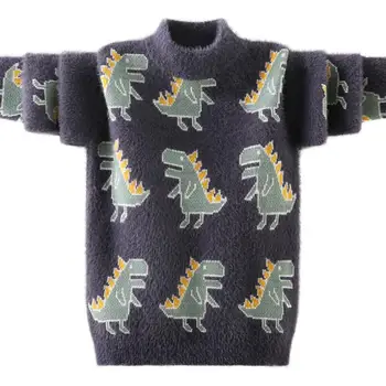 Deti svetre 2-11T deti dinosaure sveter baby chlapci teplé pulóvre teenage velvet klesnutie tričko zahustiť kintted svetre 0