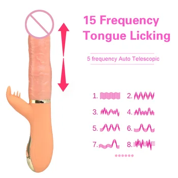 Dildo Vibrátor Sexuálne Hračky pre Ženy Teleskopická Vibrátory Klitoris Lízanie Vaginálnej Stimulácii Ručné Sex Shop Nafukovacie dlhý sieťový