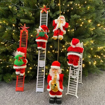 Vianočné Santa Claus Lezenie Rebríky Elektrické Hračky s Hudbou Vianočné Ozdoby, Dekorácie pre Domov Stromu Visí Dekor Zime